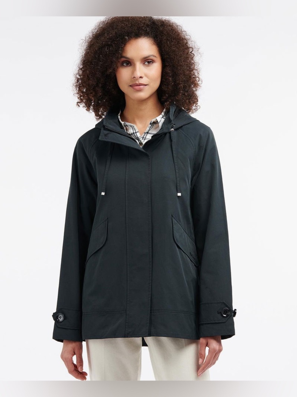 Barbour Black Hooded Trench Coat